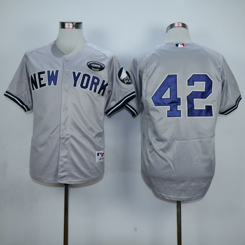 Men New York Yankees #42 Rivera Grey MLB Jerseys1->new york yankees->MLB Jersey